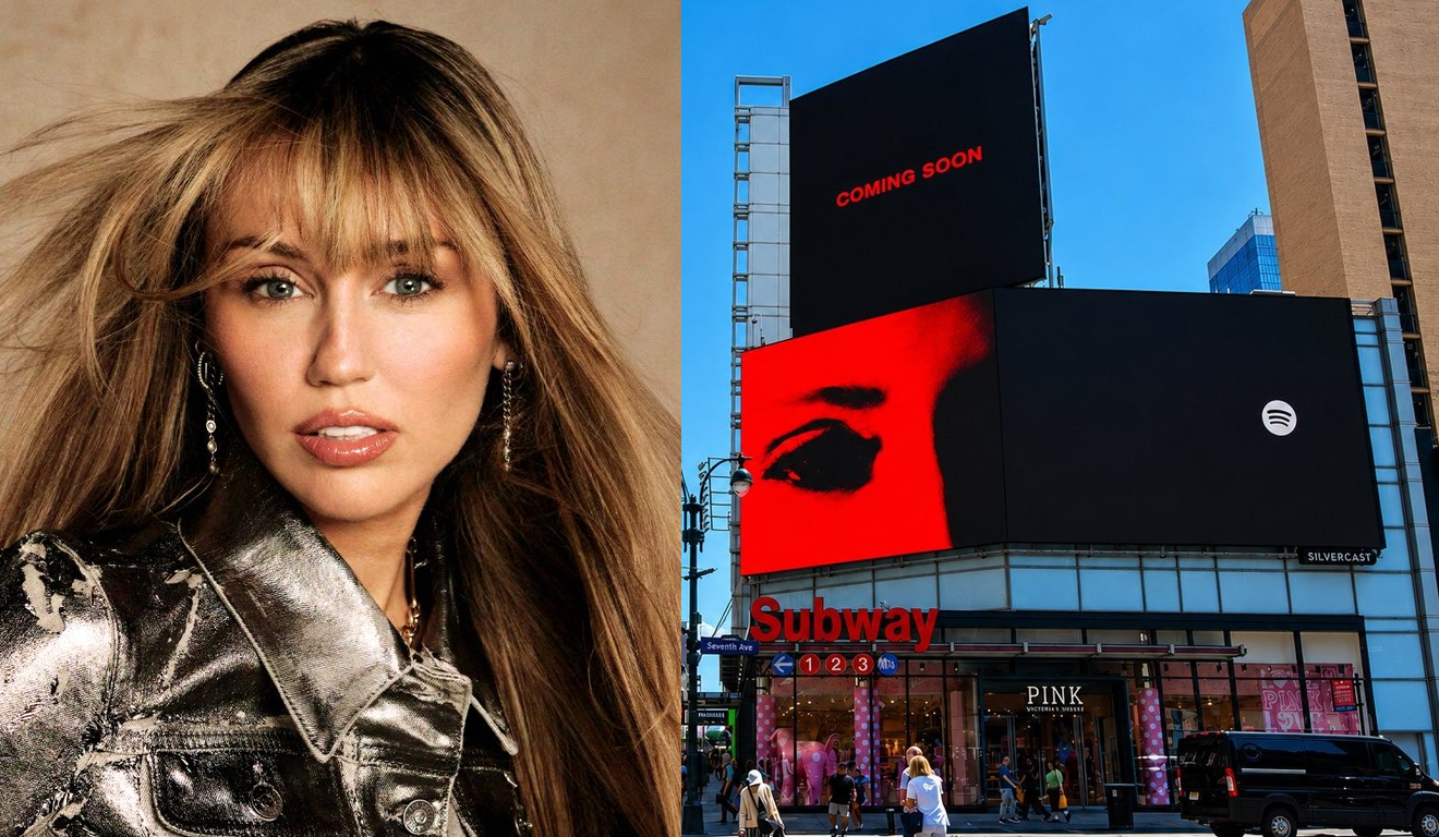 Miley Cyrus inicia divulgação do álbum novo com outdoor em Nova York